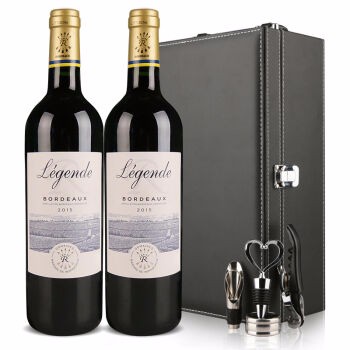 法国进口红酒 拉菲传奇波尔多干红葡萄酒 双支礼盒装带酒具 750ml*2瓶
